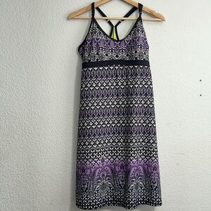 Athleta Printed Shorebreak Racerback Purple Grey Swim Dress Womens Size Medium